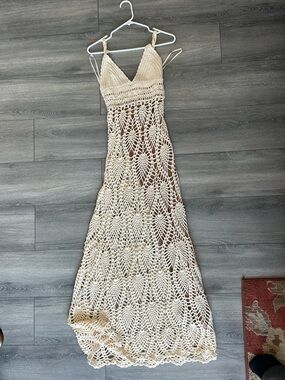 JLUXLABEL great escape crochet maxi dress in beige